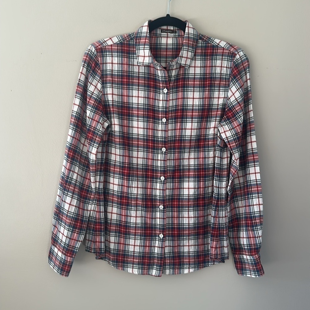 J. McLaughlin Womens Plaid Long Sleeve Button Up Shirt Sz 4 Preppy Classic Rodeo